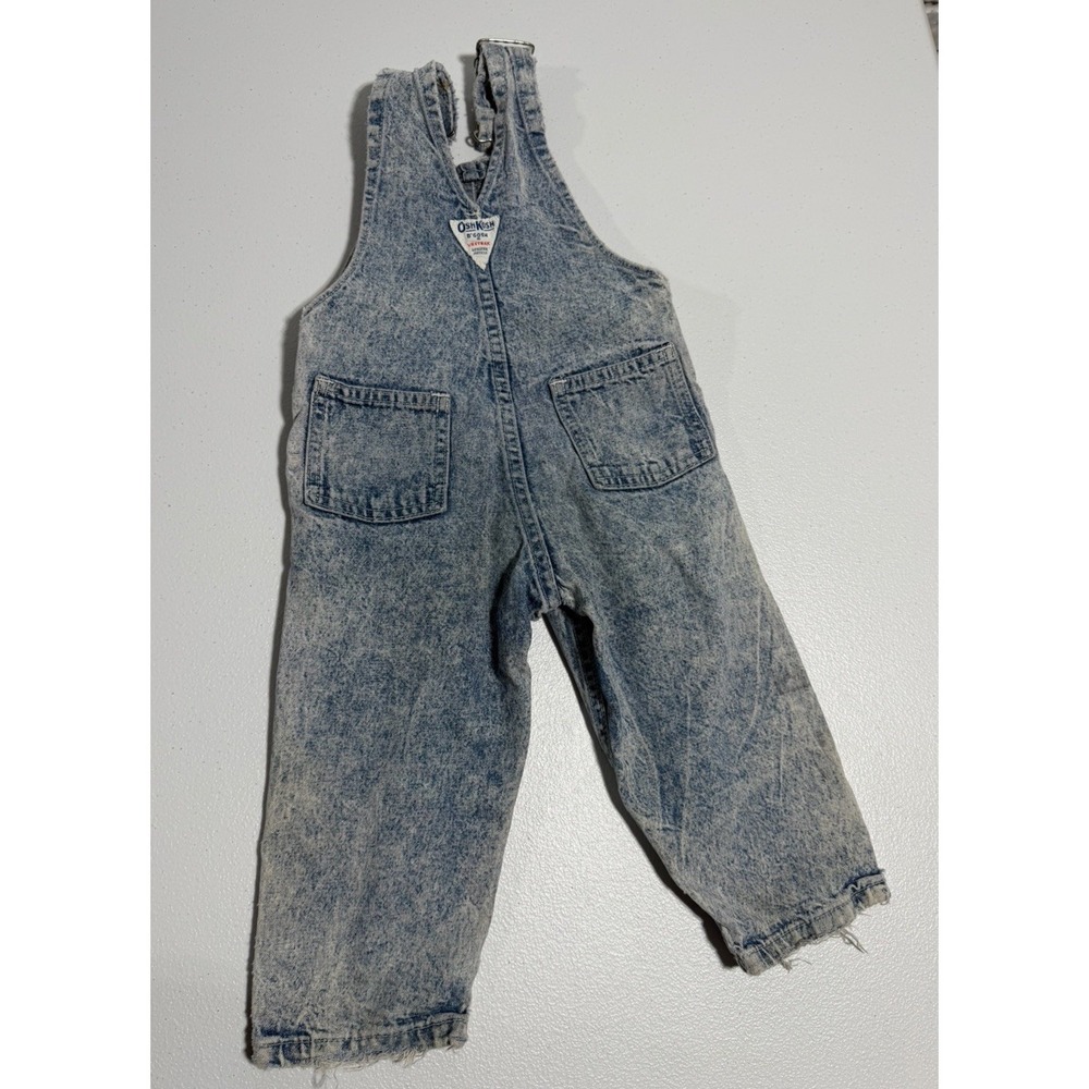 Vintage Oshkosh Acid Wash Denim Overalls Baby USA Made 2T - Picture 4 of 13